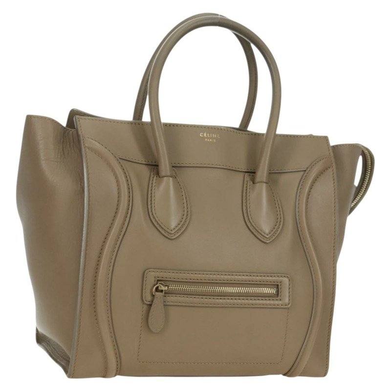 【日本直送】CELINE Luggage Mini Shopper 手提包，米色金色皮革，正品 am11586V-0