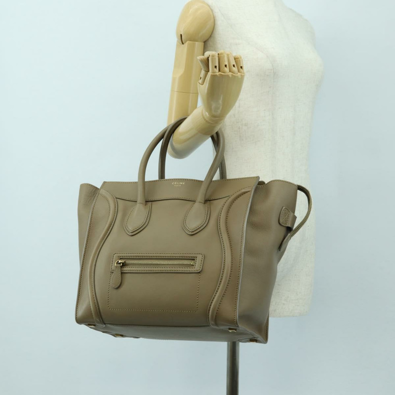 【日本直送】CELINE Luggage Mini Shopper 手提包，米色金色皮革，正品 am11586V-25