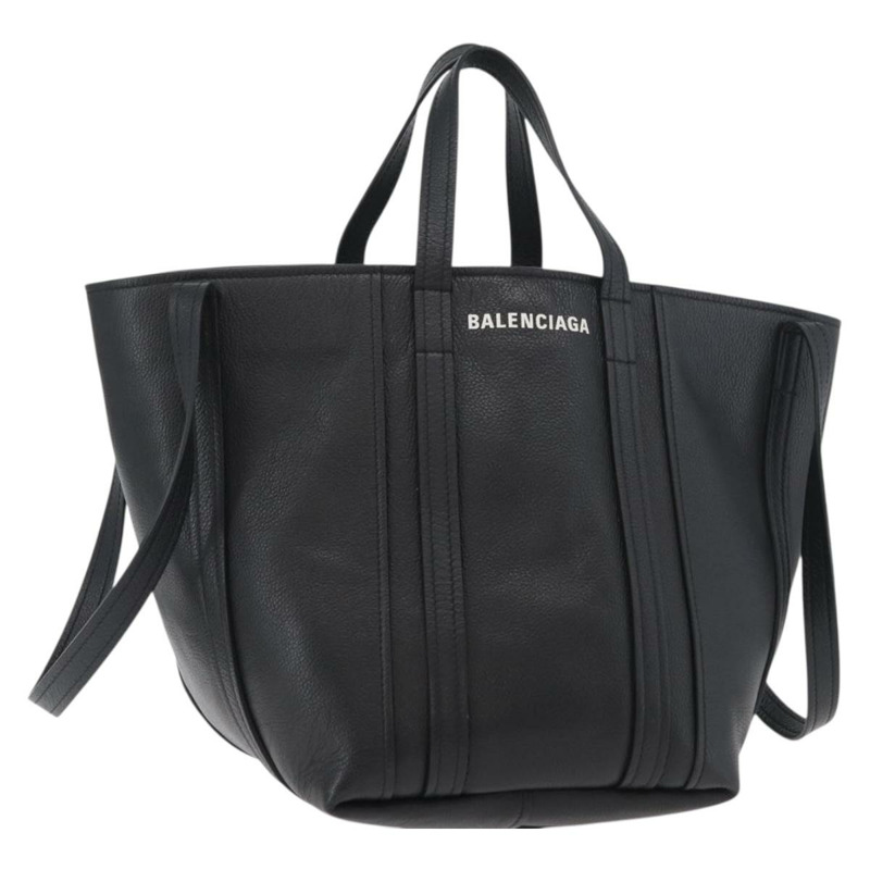 【日本直送】BALENCIAGA Everyday Tote Bag Leather Black Silver 672794 Auth mr2511A-0