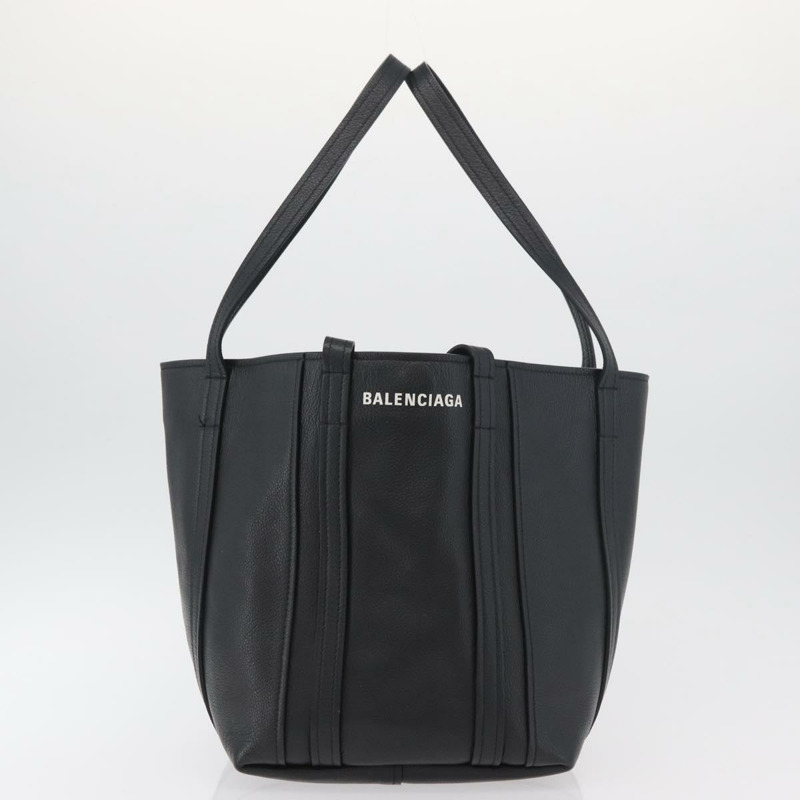 【日本直送】BALENCIAGA Everyday Tote Bag Leather Black Silver 672794 Auth mr2511A-19