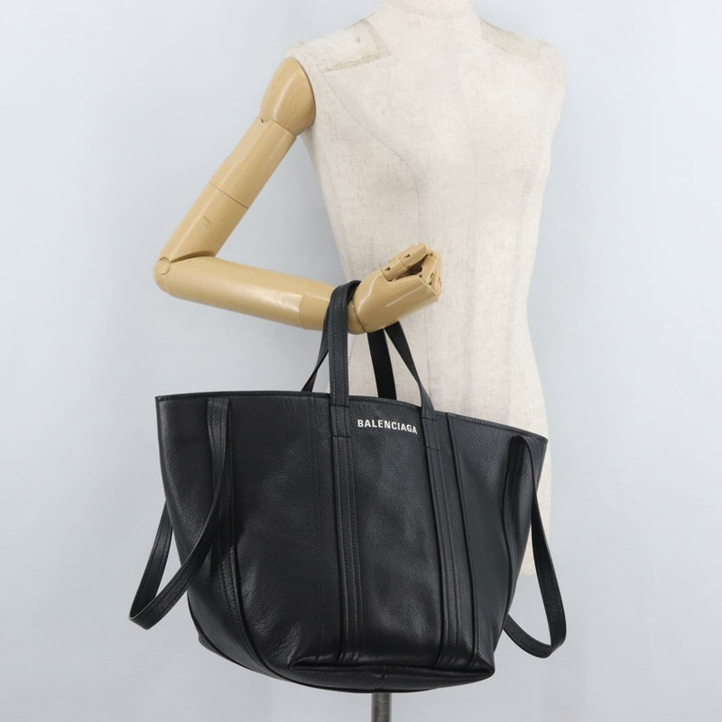 【日本直送】BALENCIAGA Everyday Tote Bag Leather Black Silver 672794 Auth mr2511A-25