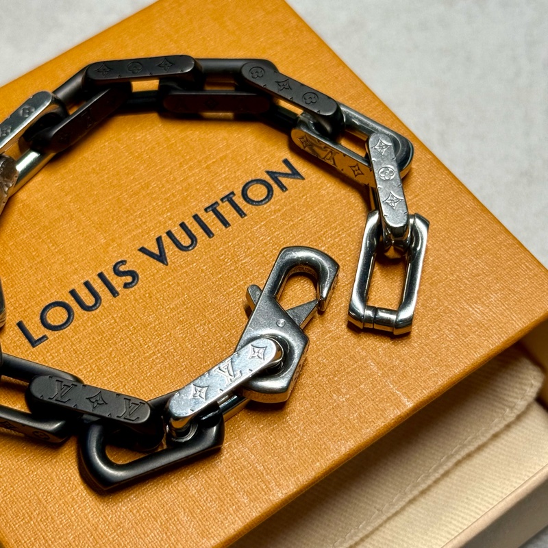 Louis Vuitton 銀黑 Monogram Chain 手鍊 尺碼L-2