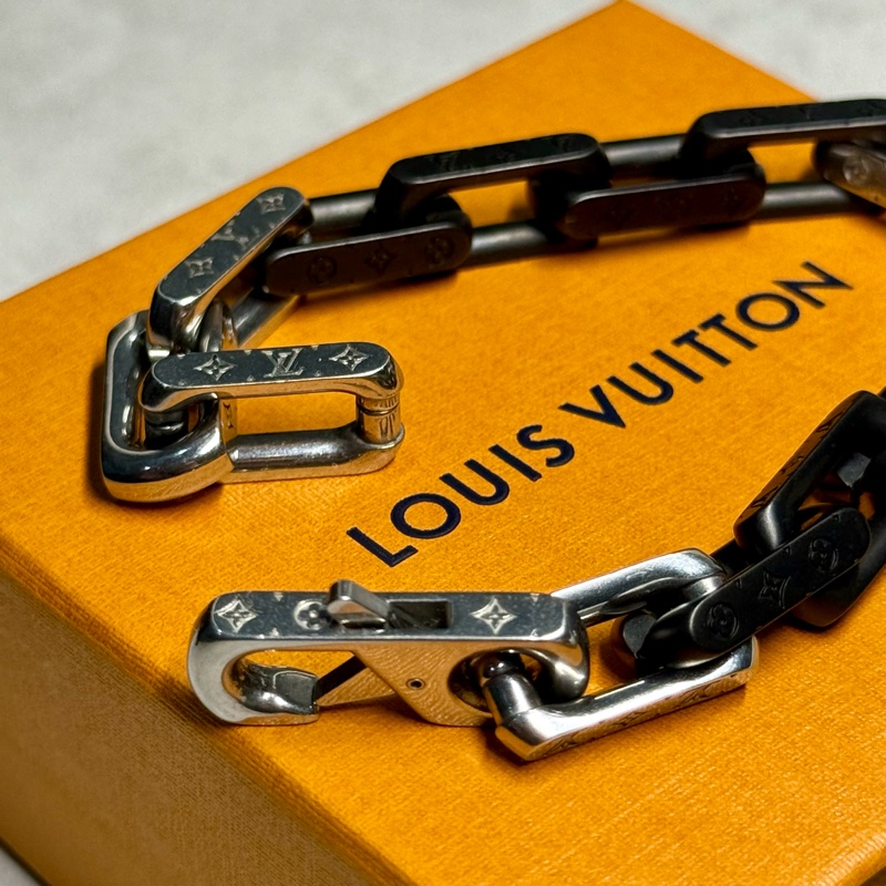 Louis Vuitton 銀黑 Monogram Chain 手鍊 尺碼L-4