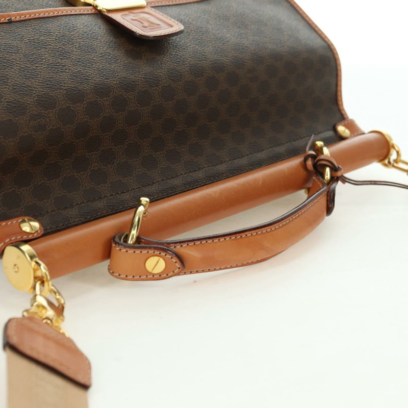 【日本直送】CELINE Macadam帆布手提包 PVC皮革 2way Brown Gold Auth am11580V-5