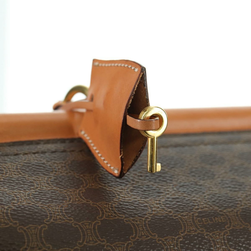 【日本直送】CELINE Macadam帆布手提包 PVC皮革 2way Brown Gold Auth am11580V-19