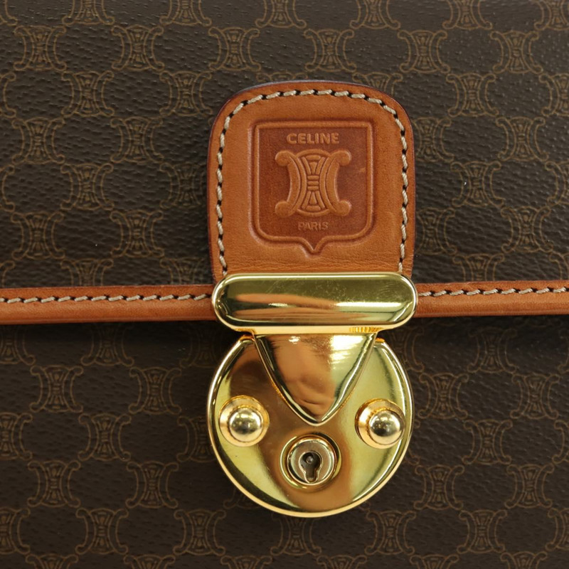 【日本直送】CELINE Macadam帆布手提包 PVC皮革 2way Brown Gold Auth am11580V-20