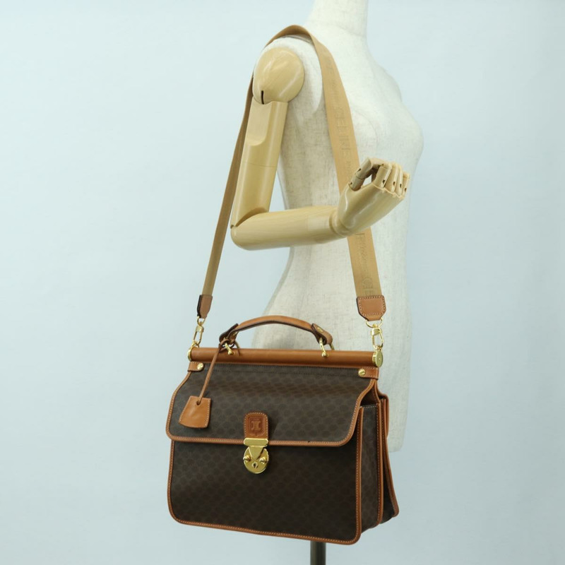 【日本直送】CELINE Macadam帆布手提包 PVC皮革 2way Brown Gold Auth am11580V-28