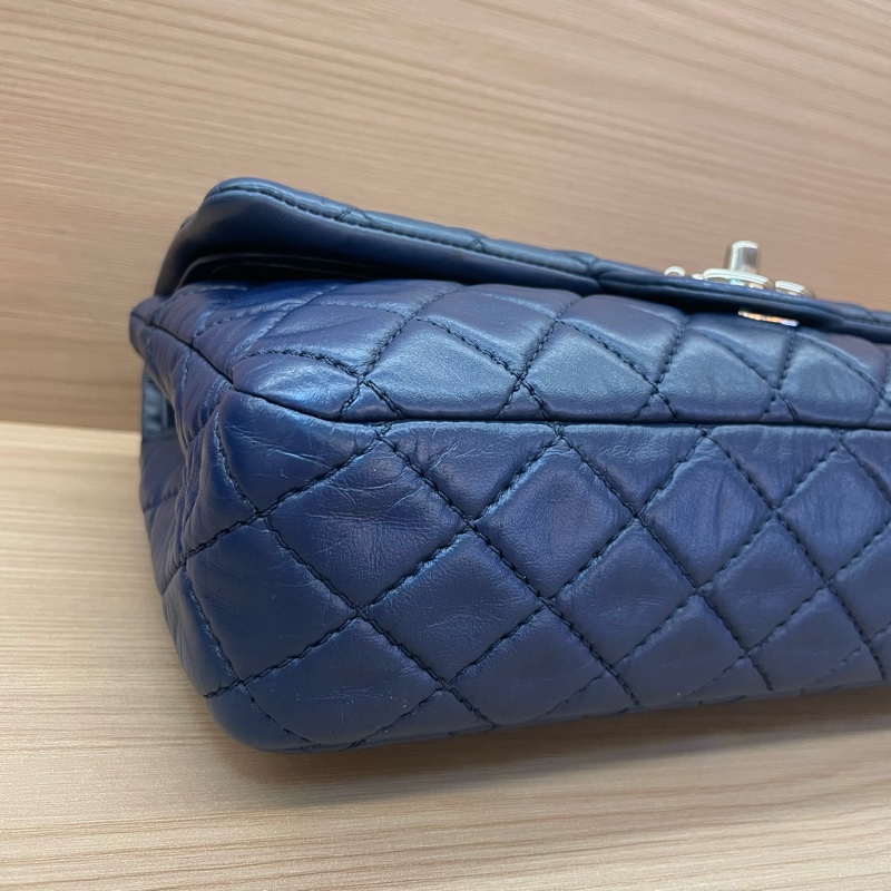 Chanel香奈儿CF深蓝色羊皮中號 2009年 12開 有卡 無塵袋無盒子 尺寸 25*15*6*-6