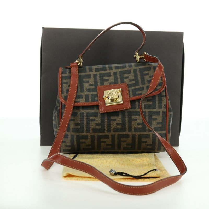 【日本直送】FENDI Zucca帆布單肩包 黑色棕色 正品 179273V-11