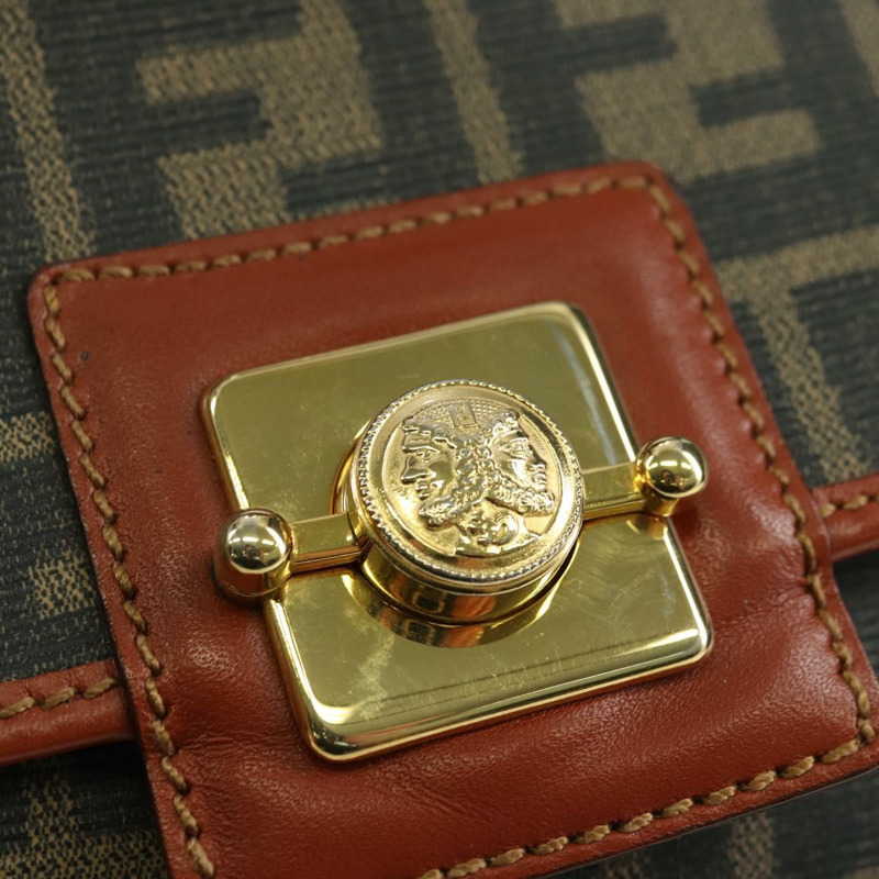 【日本直送】FENDI Zucca帆布單肩包 黑色棕色 正品 179273V-19