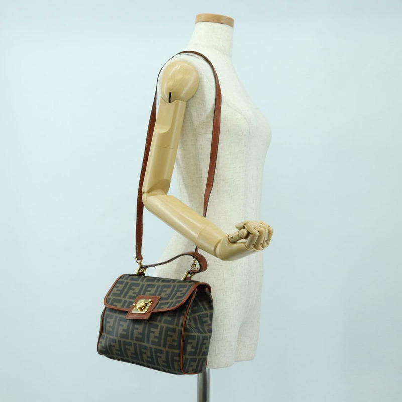 【日本直送】FENDI Zucca帆布單肩包 黑色棕色 正品 179273V-26