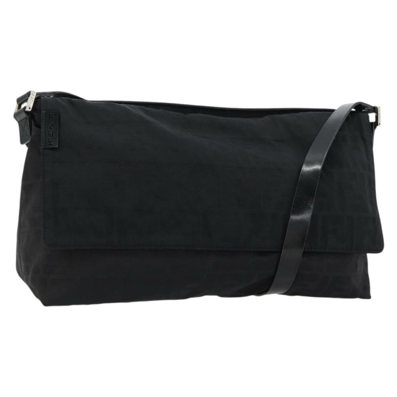 【日本直送】FENDI Zucca帆布單肩包 黑色 銀色 正品 177493A-0