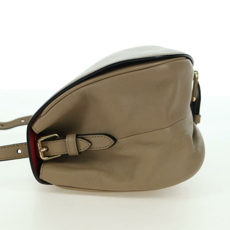 【日本直送】BURBERRY 皮革肩包 米色 金色 正品 am11605V-2