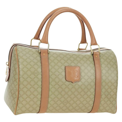 CELINE Macadam帆布迷你波士頓包 PVC 米色 金色 正品 am11604V