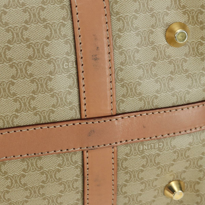 【日本直送】CELINE Macadam帆布迷你波士頓包 PVC 米色 金色 正品 am11604V-5