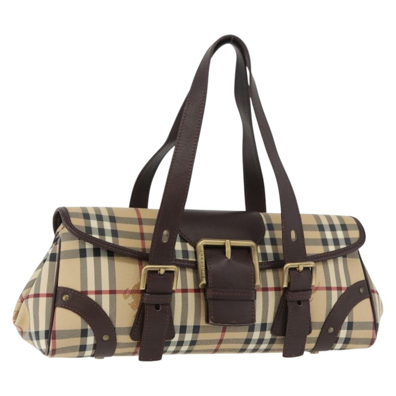 【日本直送】BURBERRY Nova 格紋手提包 PVC 米色 金色 正品 179373A-0
