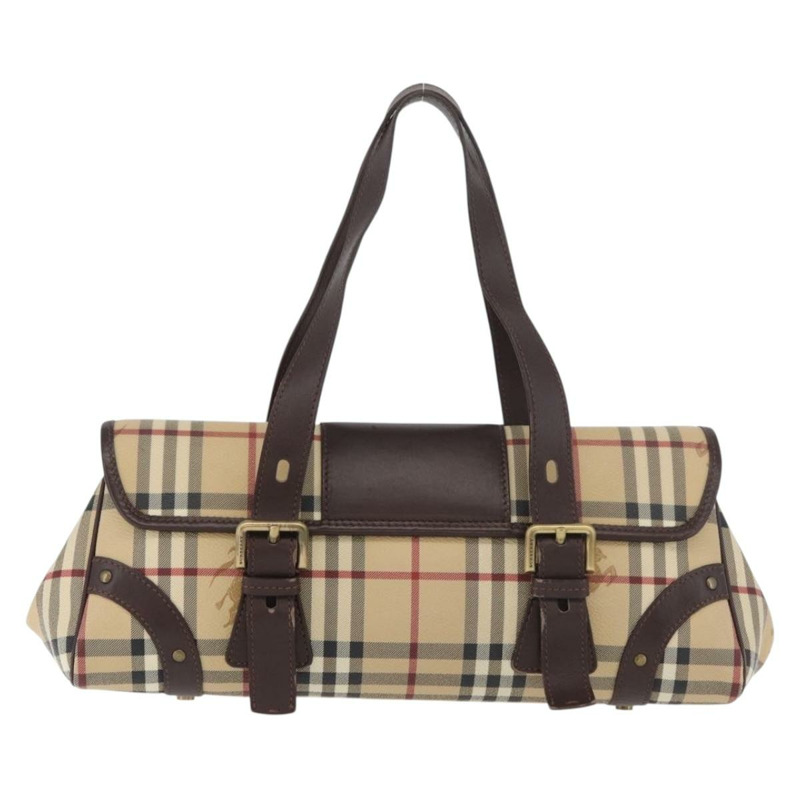 【日本直送】BURBERRY Nova 格紋手提包 PVC 米色 金色 正品 179373A-1