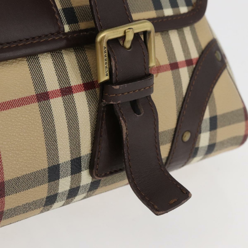 【日本直送】BURBERRY Nova 格紋手提包 PVC 米色 金色 正品 179373A-3