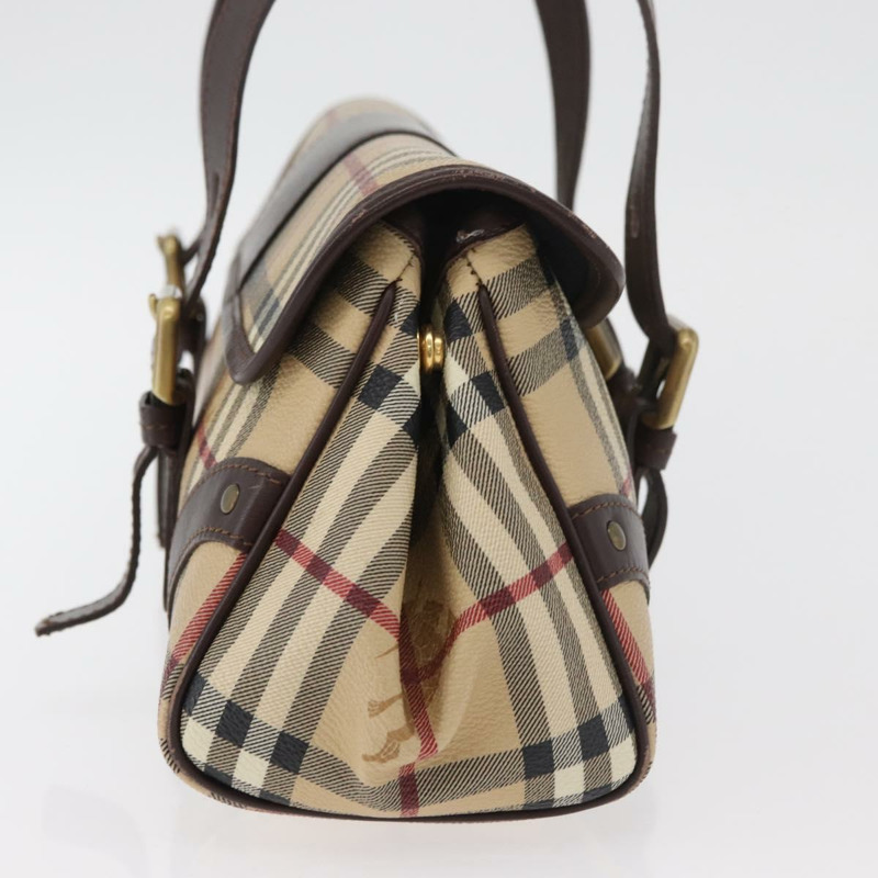 【日本直送】BURBERRY Nova 格紋手提包 PVC 米色 金色 正品 179373A-5