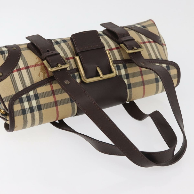【日本直送】BURBERRY Nova 格紋手提包 PVC 米色 金色 正品 179373A-7