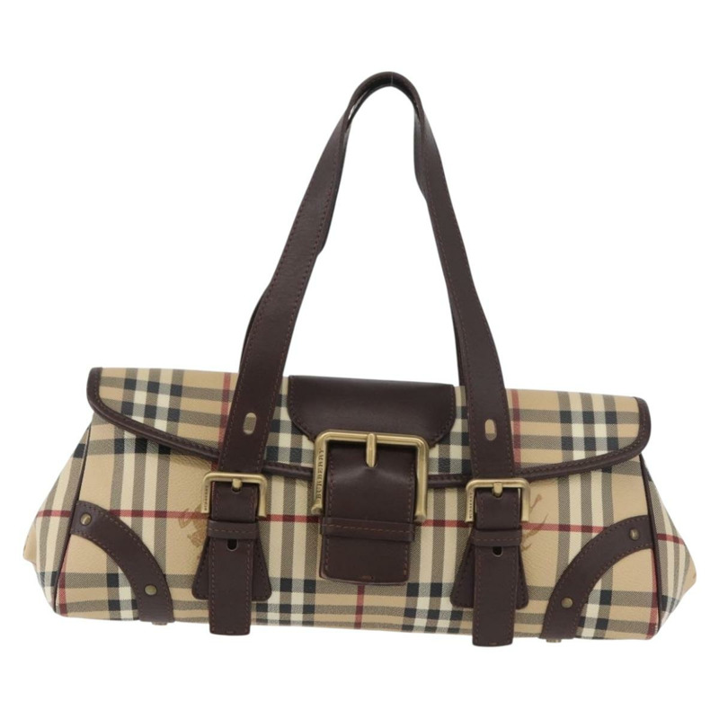 【日本直送】BURBERRY Nova 格紋手提包 PVC 米色 金色 正品 179373A-12