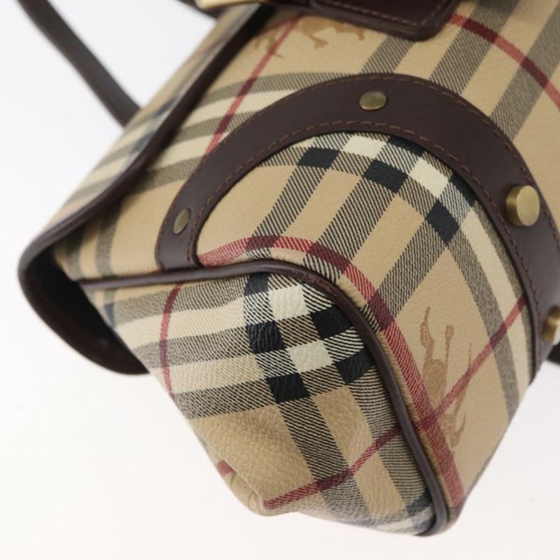 【日本直送】BURBERRY Nova 格紋手提包 PVC 米色 金色 正品 179373A-15