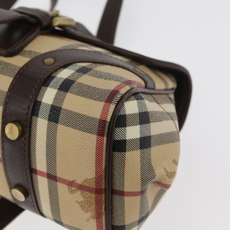 【日本直送】BURBERRY Nova 格紋手提包 PVC 米色 金色 正品 179373A-16