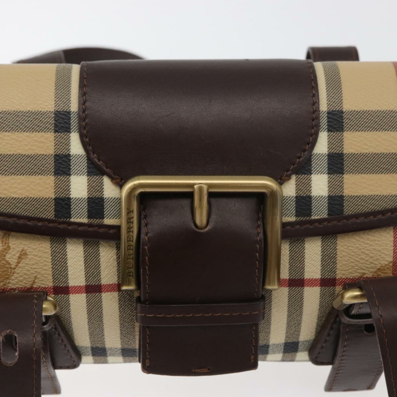【日本直送】BURBERRY Nova 格紋手提包 PVC 米色 金色 正品 179373A-17