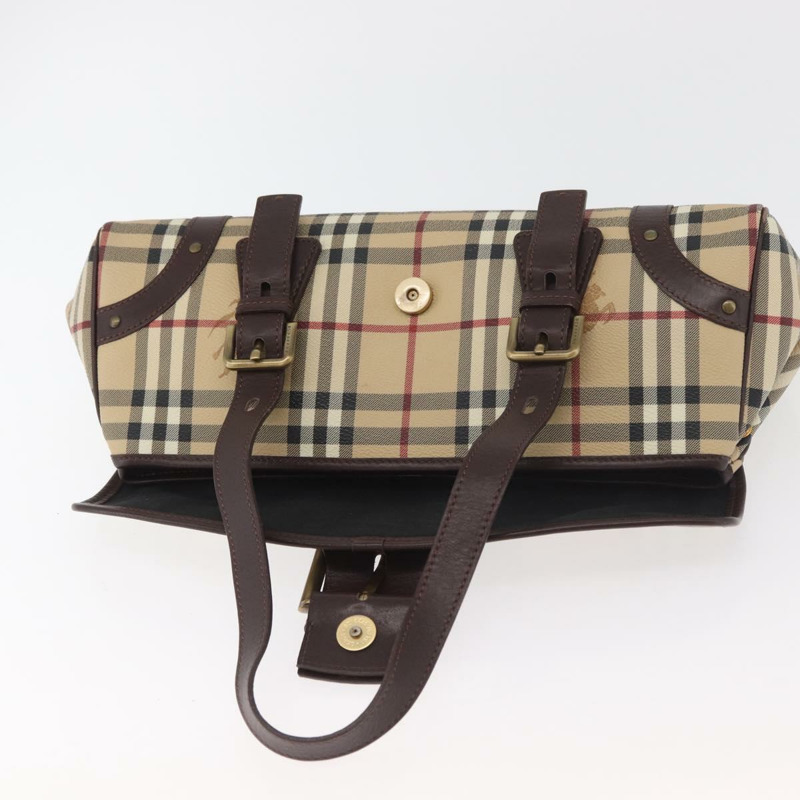 【日本直送】BURBERRY Nova 格紋手提包 PVC 米色 金色 正品 179373A-18