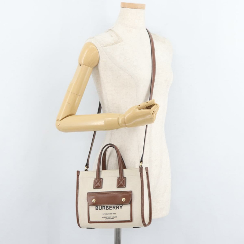 【日本直送】BURBERRY 手提包 帆布 兩用 米色 金色 正品 179719A-23