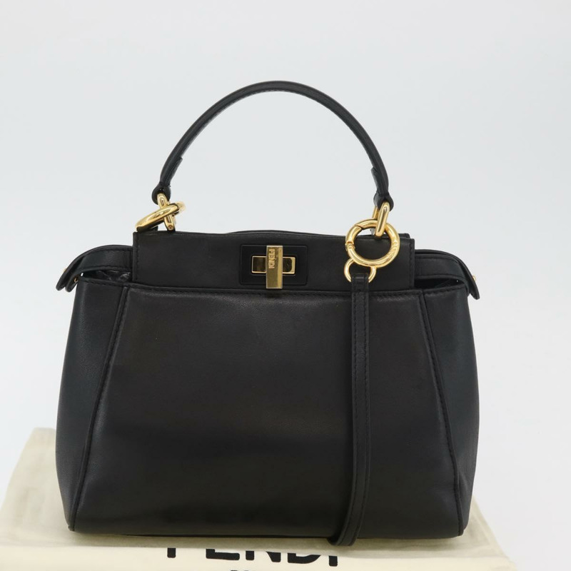 【日本直送】FENDI Monster Peek A Boo XS 手提包 皮革 兩用 黑色 金色 正品 ep14588SAV-11