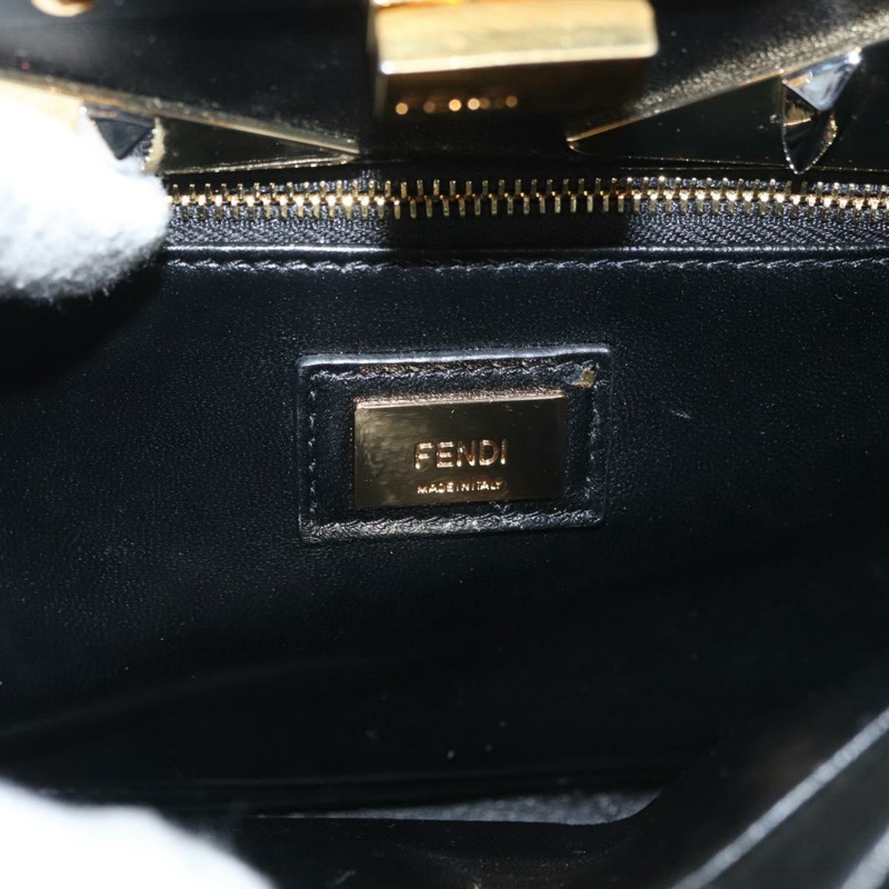 【日本直送】FENDI Monster Peek A Boo XS 手提包 皮革 兩用 黑色 金色 正品 ep14588SAV-19