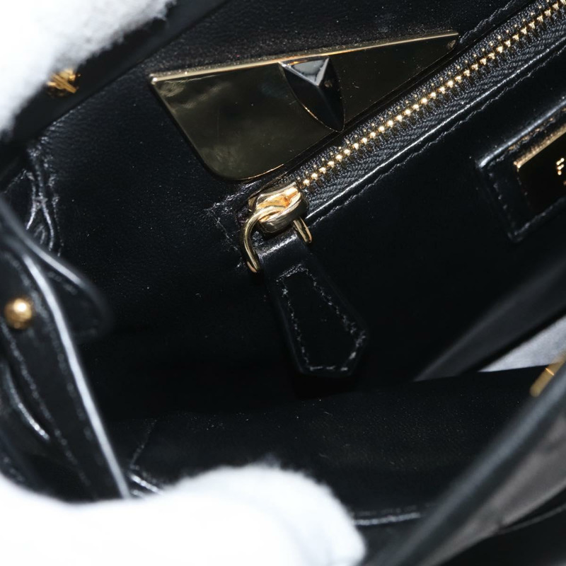 【日本直送】FENDI Monster Peek A Boo XS 手提包 皮革 兩用 黑色 金色 正品 ep14588SAV-26