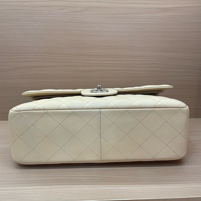 Chanel香奈儿CF中号米色银扣荔枝牛皮 2011年 15開 尺寸 30*19*9*無附件-5