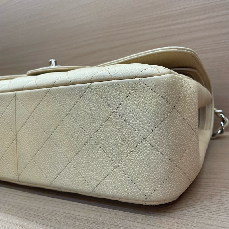 Chanel香奈儿CF中号米色银扣荔枝牛皮 2011年 15開 尺寸 30*19*9*無附件-7