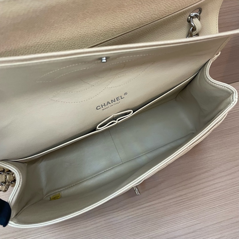 Chanel香奈儿CF中号米色银扣荔枝牛皮 2011年 15開 尺寸 30*19*9*無附件-10