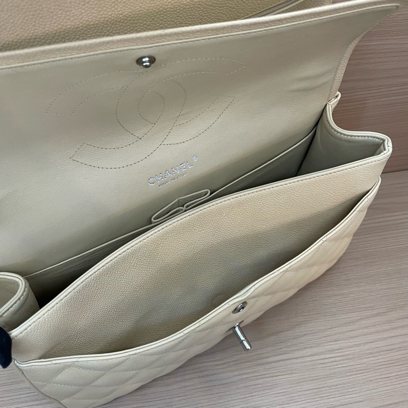 Chanel香奈儿CF中号米色银扣荔枝牛皮 2011年 15開 尺寸 30*19*9*無附件-11