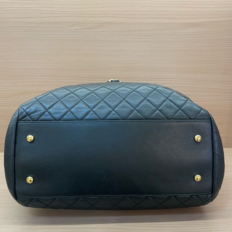 Chanel黑金抽绳中號水桶包 單肩手提斜挎包 2017年 23開 無附件-4