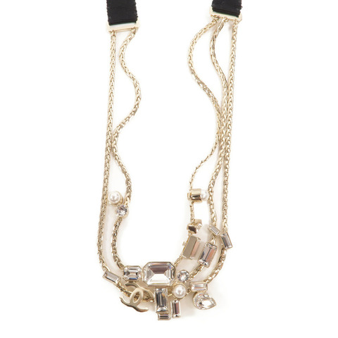 CHANEL 金屬/PVC Coco Mark Ribbon Choker項鍊
