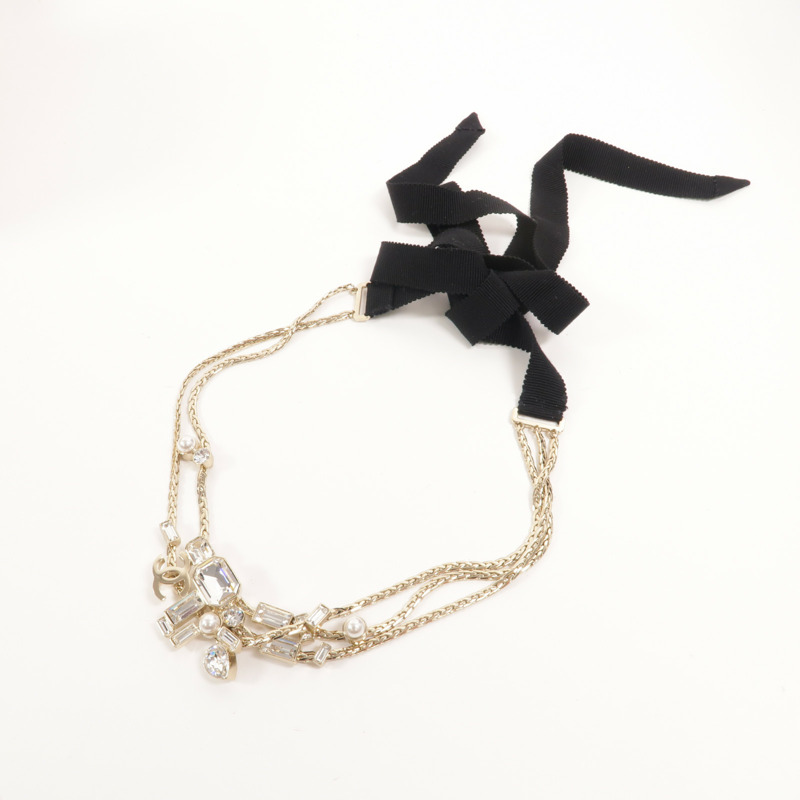 CHANEL 金屬/PVC Coco Mark Ribbon Choker項鍊-1