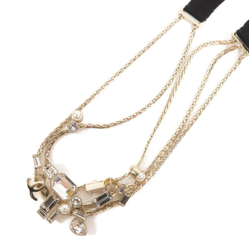 CHANEL 金屬/PVC Coco Mark Ribbon Choker項鍊-2