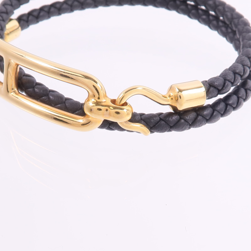HERMES Swift皮革Roulis Double Tour Bracelet手帶Noir-4