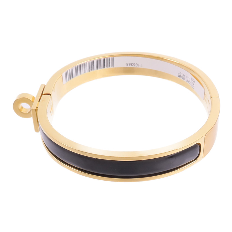 HERMES 金屬/琺瑯Mini Clic Kelly Bracelet手鐲Noir-1