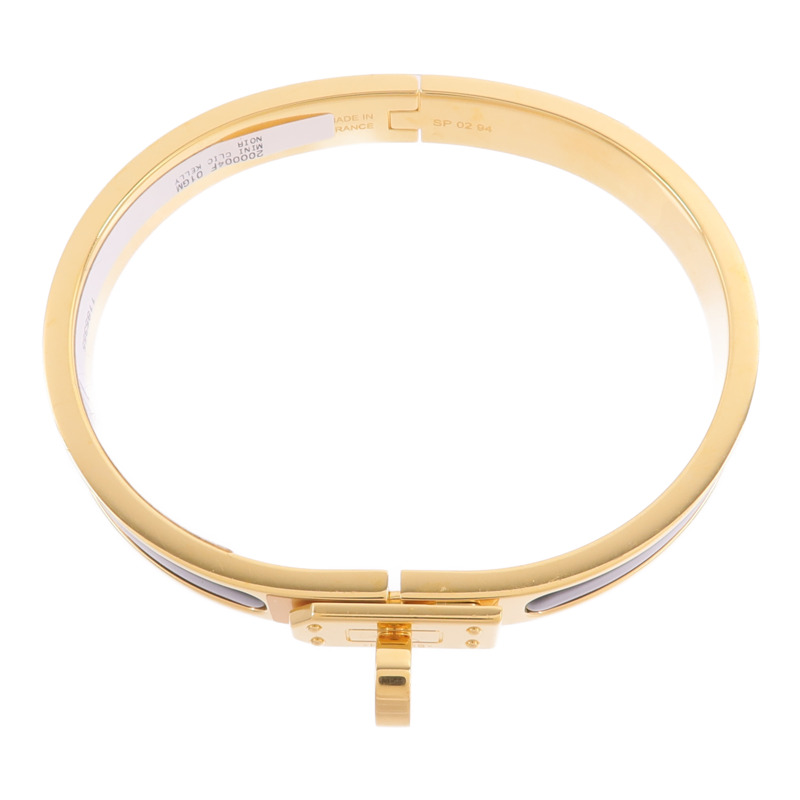 HERMES 金屬/琺瑯Mini Clic Kelly Bracelet手鐲Noir-3