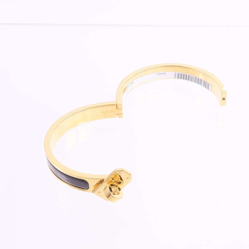 HERMES 金屬/琺瑯Mini Clic Kelly Bracelet手鐲Noir-6