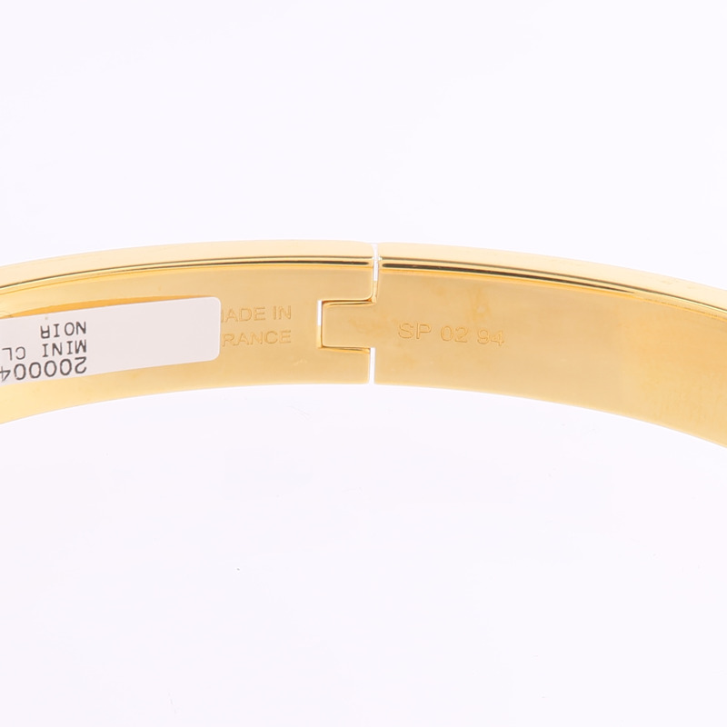 HERMES 金屬/琺瑯Mini Clic Kelly Bracelet手鐲Noir-7