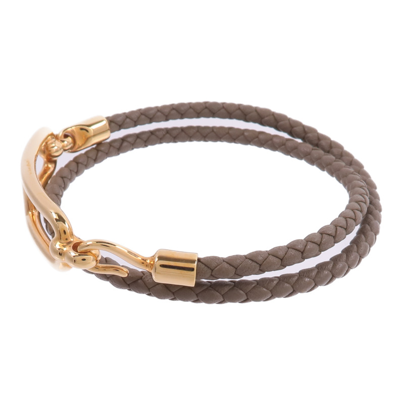 HERMES Swift皮革Roulis Double Tour Bracelet手帶Etoupe-1