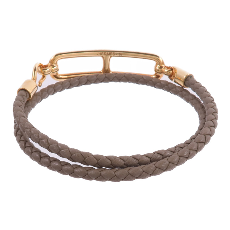 HERMES Swift皮革Roulis Double Tour Bracelet手帶Etoupe-2