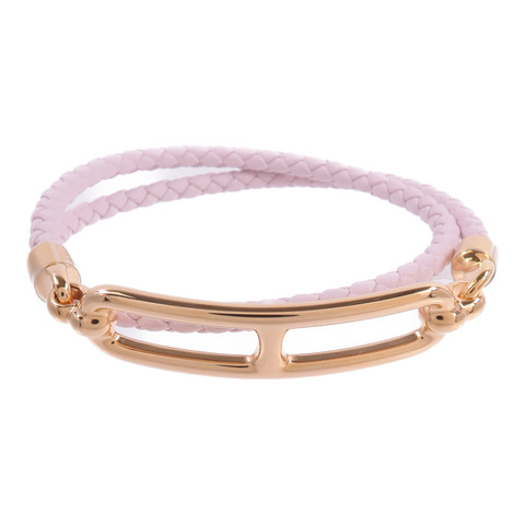 HERMES Swift皮革Roulis Double Tour Bracelet手帶Mauve Pale