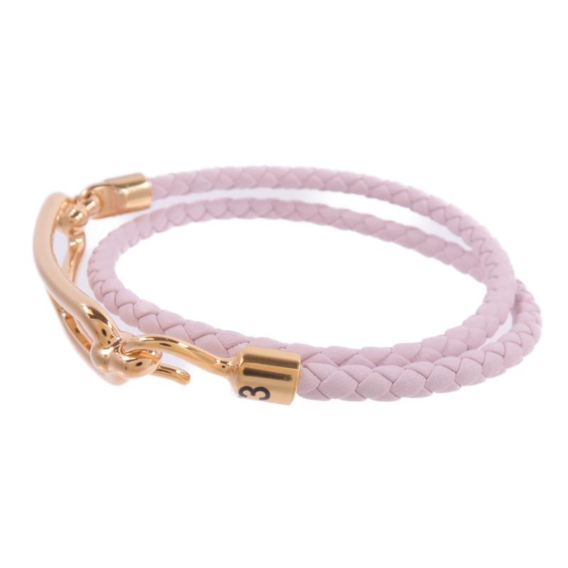 HERMES Swift皮革Roulis Double Tour Bracelet手帶Mauve Pale-1